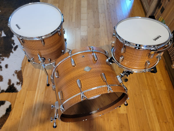 Drum Kits - Evetts Drums 14x22 8x12 15x16 Spotted Gum Ply Drum Kit (Smooth Satin)