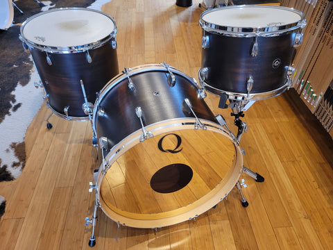 Drum Kits - (Used) Q Drum Co. 16x22 9x13 16x16 Mahogany (Distressed Black Satin)