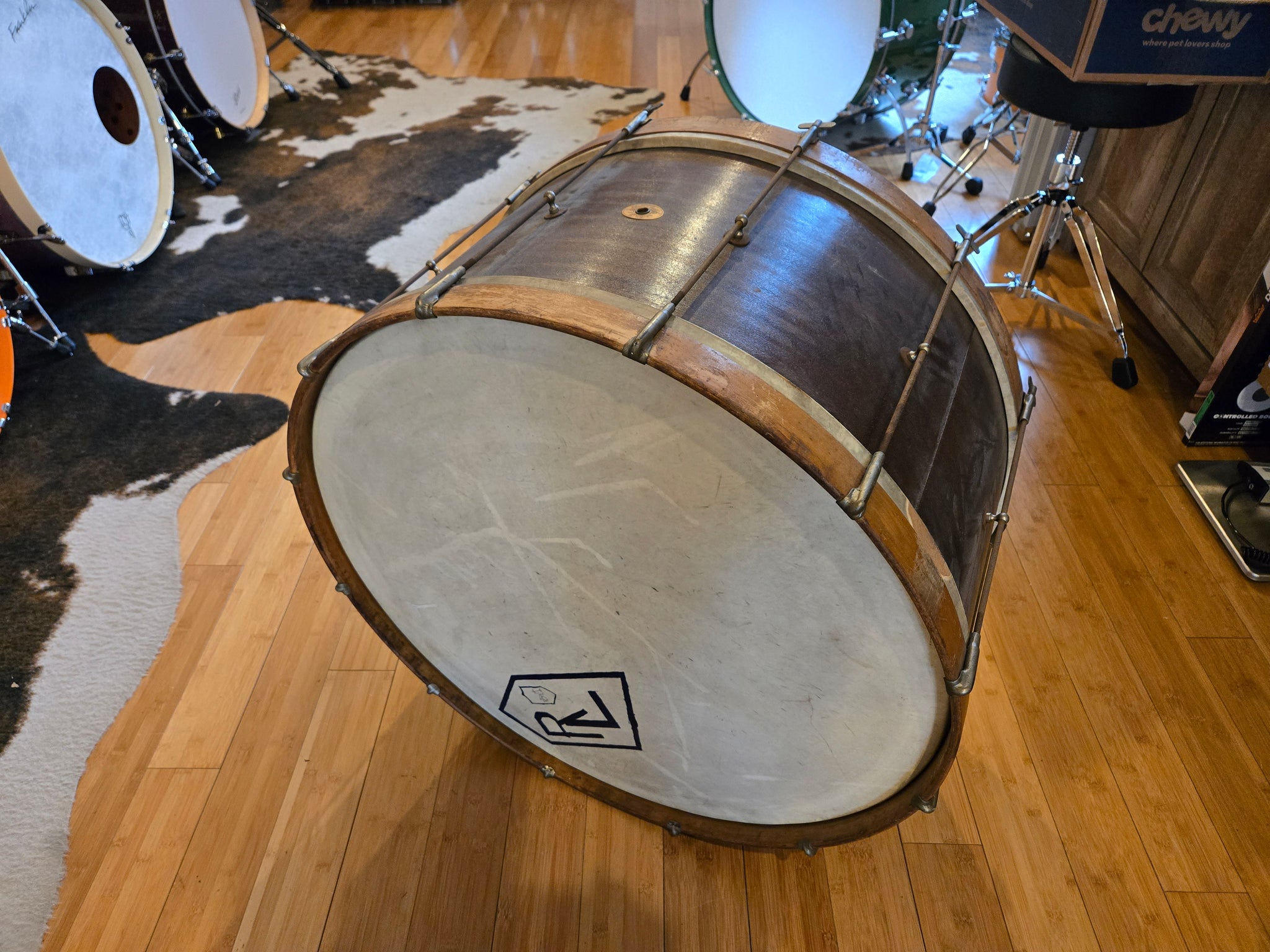 Singles - 1920's Ludwig & Ludwig 12x28 Marching Bass Drum