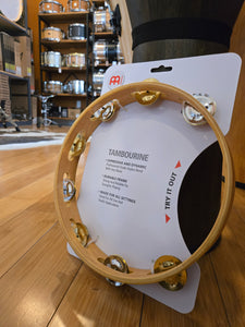 Percussion - Meinl TA1M-SNT 10" Wood Tambourine, Single Row, Mixed Jingles