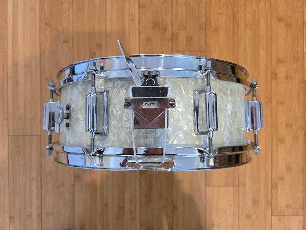 Snares - 1960's Rogers 5x14 "Tower" (White Marine Pearl)