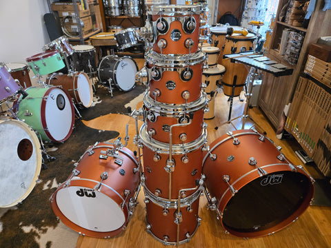 Drum Kits - (Used) DW Performance Series 7pc Shell Bank 7x8 8x10 8x12 14x14 14x14 14x18 14x22 (Hard Satin American Rust)