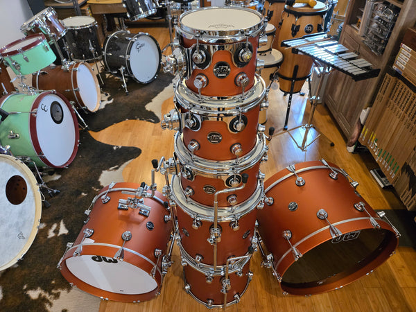 Drum Kits - (Used) DW Performance Series 7pc Shell Bank 7x8 8x10 8x12 14x14 14x14 14x18 14x22 (Hard Satin American Rust)