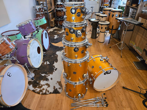Drum Kits - (Used) DW Performance Series 6pc Shell Bank 7x8 8x10 8x12 14x14 14x14 14x18 (Gold Sparkle)