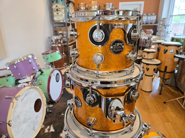 Drum Kits - (Used) DW Performance Series 6pc Shell Bank 7x8 8x10 8x12 14x14 14x14 14x18 (Gold Sparkle)
