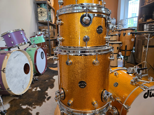 Drum Kits - (Used) DW Performance Series 6pc Shell Bank 7x8 8x10 8x12 14x14 14x14 14x18 (Gold Sparkle)