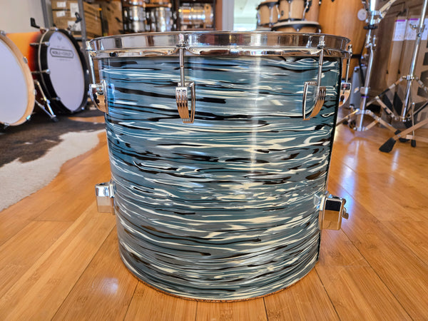 Drum Kits - 1970's Ludwig Classic Maple 14x24 8x12 9x13 14x16 (Concert Tom) Drum Kit (Bowling Ball Blue Oyster)