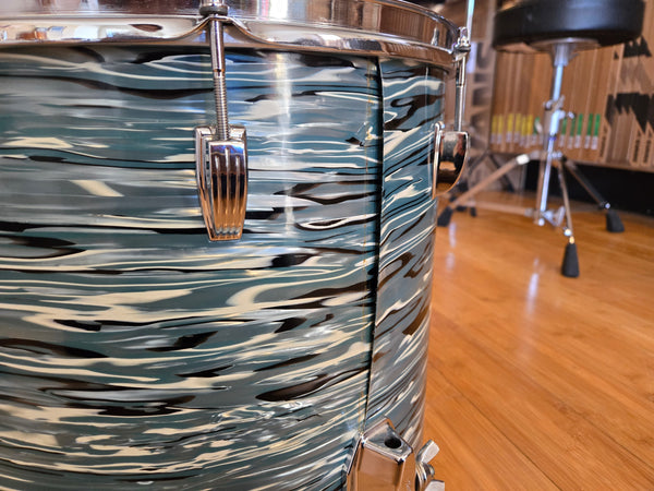 Drum Kits - 1970's Ludwig Classic Maple 14x24 8x12 9x13 14x16 (Concert Tom) Drum Kit (Bowling Ball Blue Oyster)