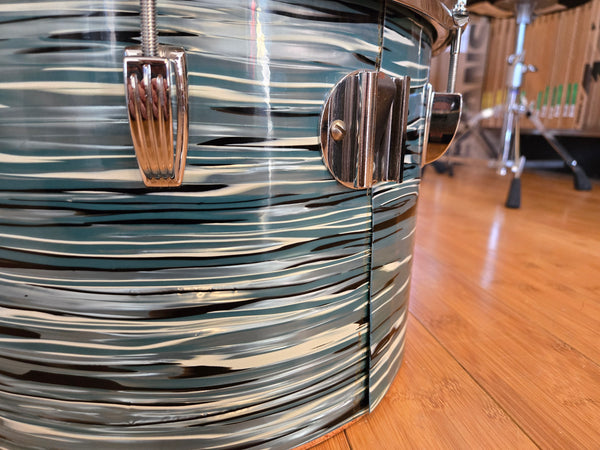 Drum Kits - 1970's Ludwig Classic Maple 14x24 8x12 9x13 14x16 (Concert Tom) Drum Kit (Bowling Ball Blue Oyster)