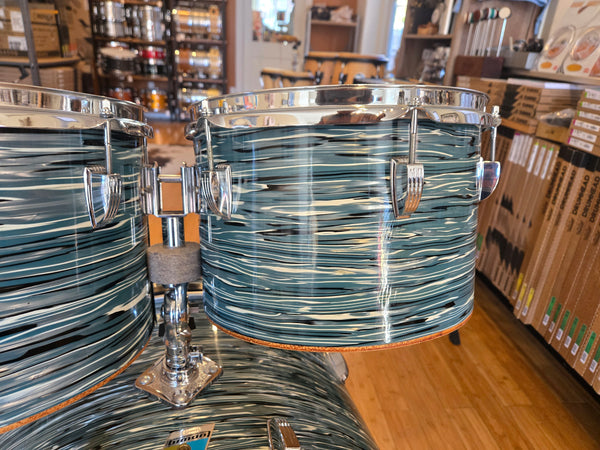 Drum Kits - 1970's Ludwig Classic Maple 14x24 8x12 9x13 14x16 (Concert Tom) Drum Kit (Bowling Ball Blue Oyster)