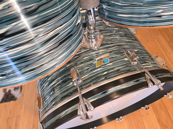 Drum Kits - 1970's Ludwig Classic Maple 14x24 8x12 9x13 14x16 (Concert Tom) Drum Kit (Bowling Ball Blue Oyster)
