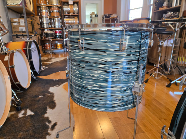 Drum Kits - 1970's Ludwig Classic Maple 14x24 8x12 9x13 14x16 (Concert Tom) Drum Kit (Bowling Ball Blue Oyster)