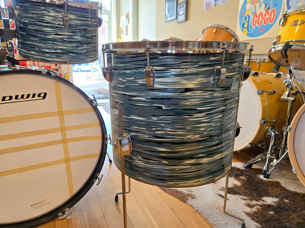 Drum Kits - 1970's Ludwig Classic Maple 14x24 8x12 9x13 14x16 (Concert Tom) Drum Kit (Bowling Ball Blue Oyster)