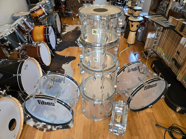 Drum Kits - 1970's Fibes 7pc Acrylic 14x22 14x22 10x14 9x13 16x16 16x18 5.5x14 Snare