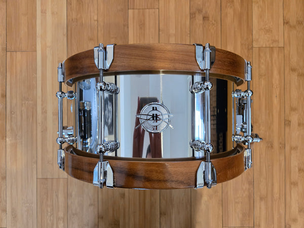 Snares - Dunnett Classic Drums 7x14 Stainless Steel w/Hybrid MetalWood Acacia Hoops