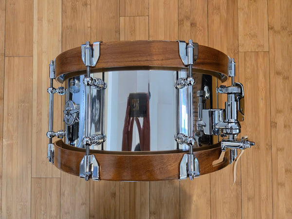 Snares - Dunnett Classic Drums 7x14 Stainless Steel w/Hybrid MetalWood Acacia Hoops
