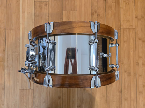Snares - Dunnett Classic Drums 7x14 Stainless Steel w/Hybrid MetalWood Acacia Hoops