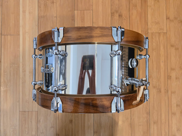 Snares - Dunnett Classic Drums 7x14 Stainless Steel w/Hybrid MetalWood Acacia Hoops