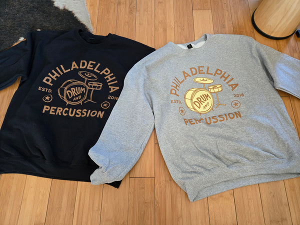 Apparel - Philadelphia Drum & Percussion "Vintage Drum Set" Crewneck Sweatshirt